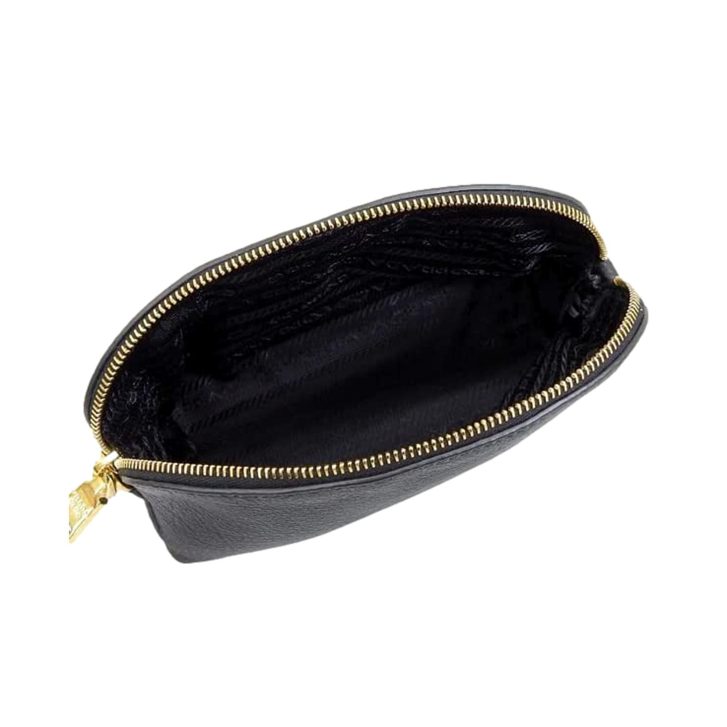 Prada Contenitore Nero Vitello Daino Vanity Cosmetic Case Clutch Bag
