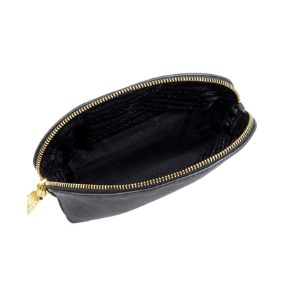 Prada Contenitore Nero Vitello Daino Vanity Cosmetic Case Clutch Bag