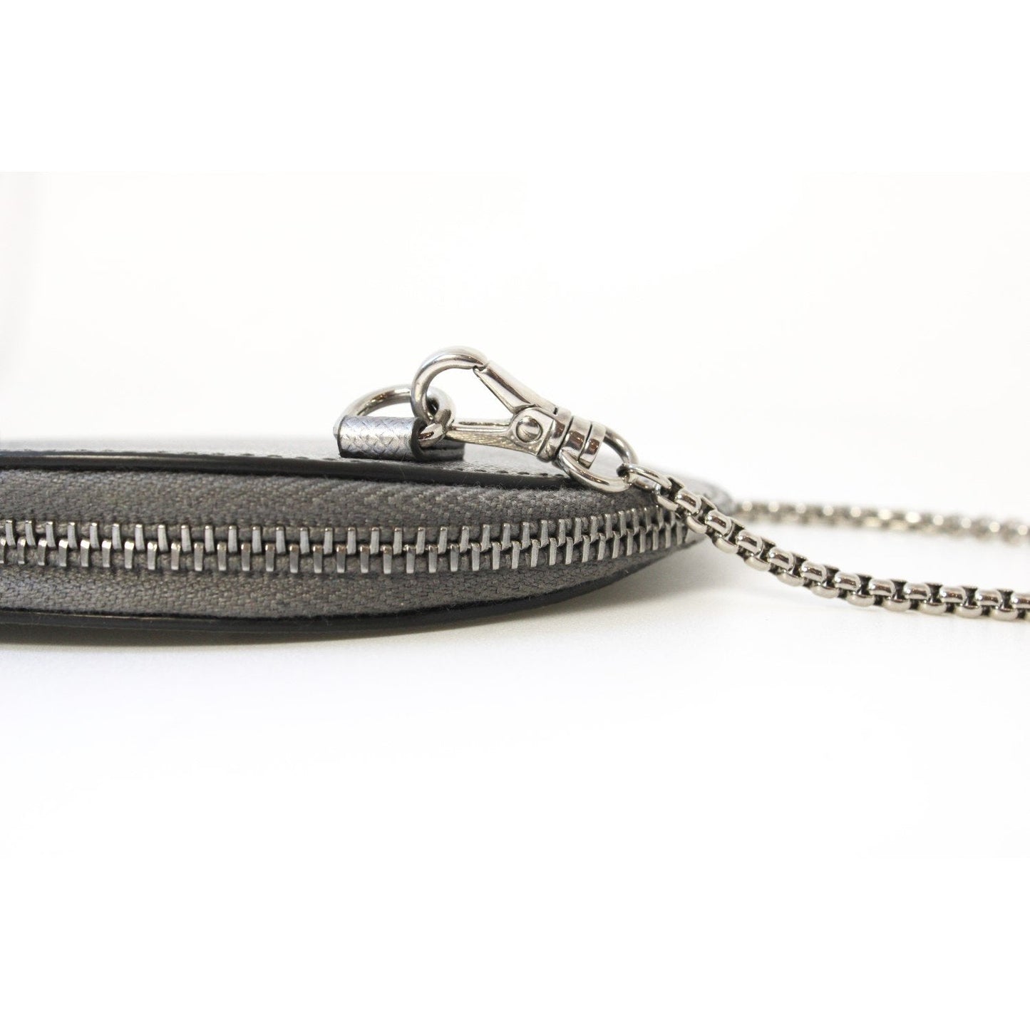 Prada Cromo Saffiano Leather Card Holder Chain Mini Pouch Bag 1DH074