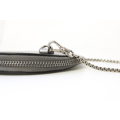 Prada Cromo Saffiano Leather Card Holder Chain Mini Pouch Bag 1DH074