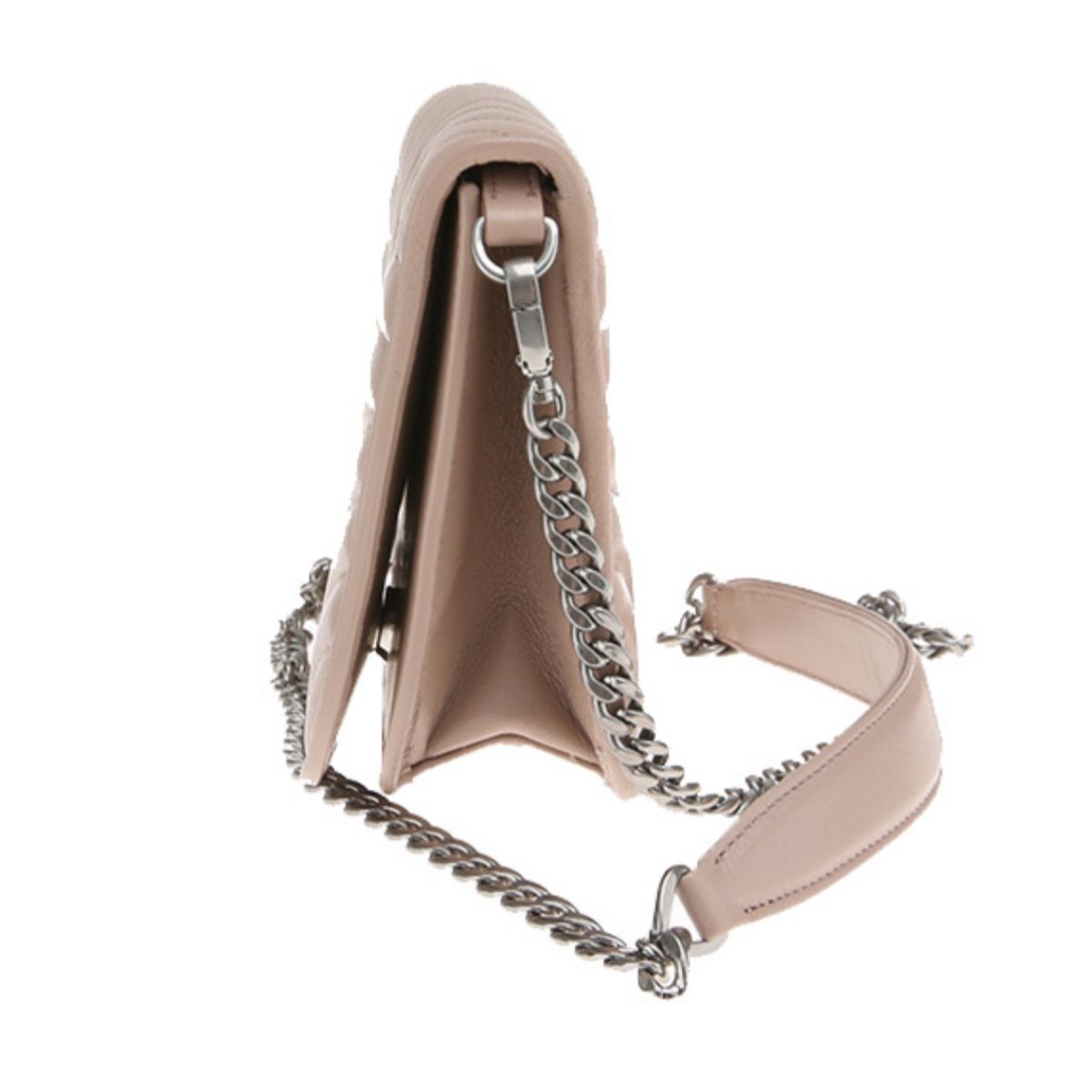 Prada Diagramme Cipria Beige Quilted Silver Chain Crossbody 1BP013