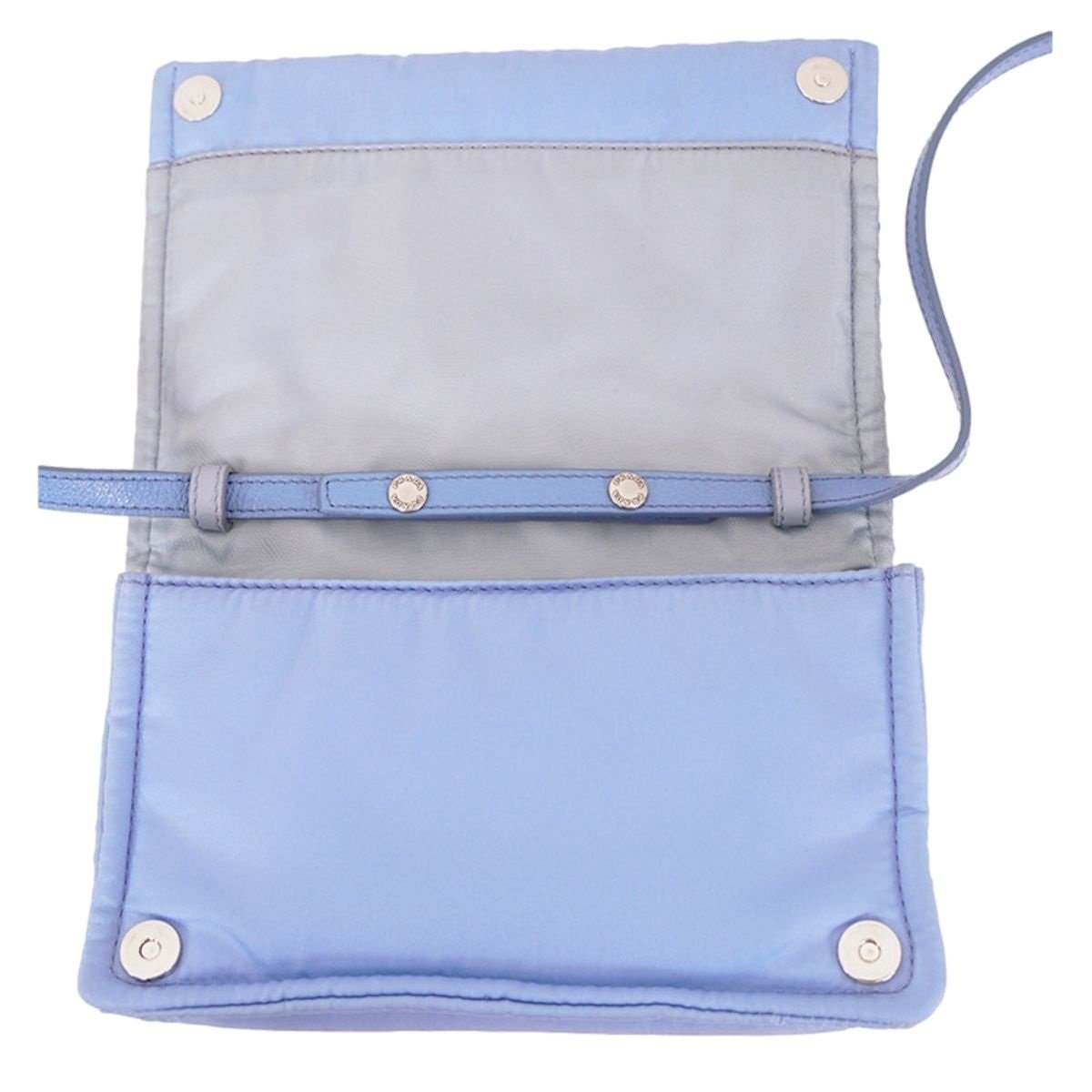 Prada Etiquette Studded Mini Baby Blue Tessuto Nylon Crossbody Bag 1BP006