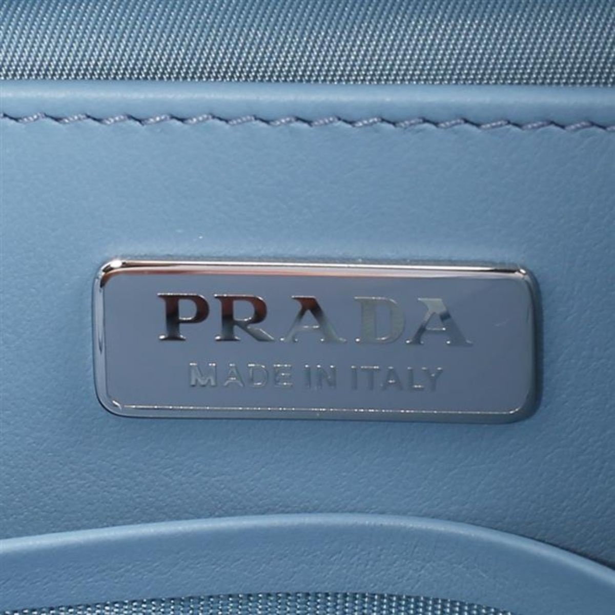 Prada Etiquette Studded Mini Baby Blue Tessuto Nylon Crossbody Bag 1BP006