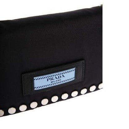 Prada Etiquette Black Studded Mini Tessuto Nylon Crossbody Bag 1BP006