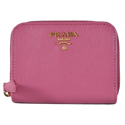 Prada Fuxia Pink Saffiano Leather Zip Around Coin Purse Wallet 1MM268 2EZZ