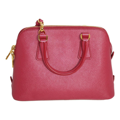 Prada Fuxia Pink Saffiano Lux Leather Satchel Small Dome Bag BL0838
