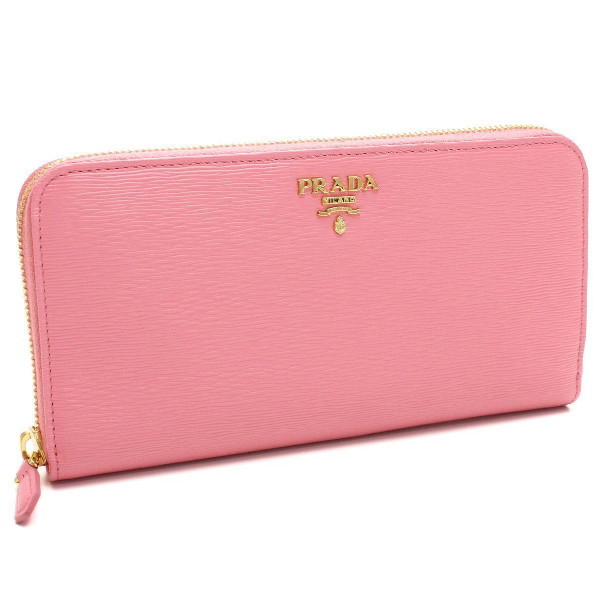 Prada Geranio Pink Leather Saffiano Vitello Move Zip Wallet 1ML506
