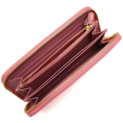 Prada Geranio Pink Leather Saffiano Vitello Move Zip Wallet 1ML506
