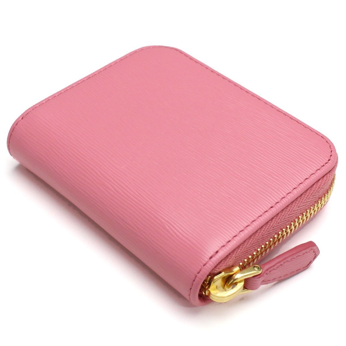 Prada Geranio Pink Vitello Move Leather Gold Small Zip Coin Wallet