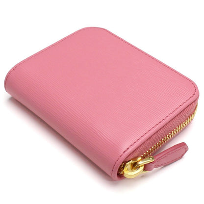 Prada Geranio Pink Vitello Move Leather Gold Small Zip Coin Wallet
