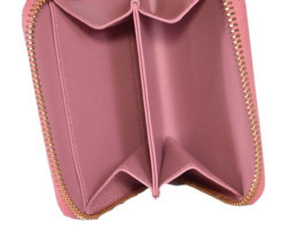 Prada Geranio Pink Vitello Move Leather Gold Small Zip Coin Wallet