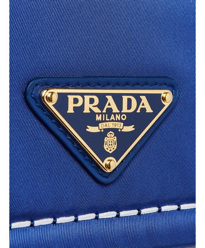 Prada Indaco Blue Tessuto Nylon Chain Flap Shoulder Bag 1BD199