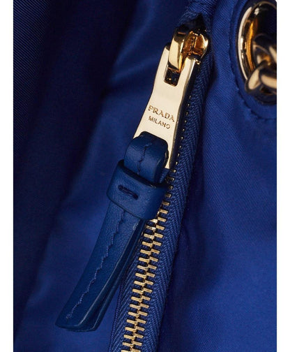 Prada Indaco Blue Tessuto Nylon Chain Flap Shoulder Bag 1BD199