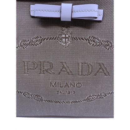 Prada Jacquard Canvas Brown Crossbody White Leather Trim Prada Logo 1BH150