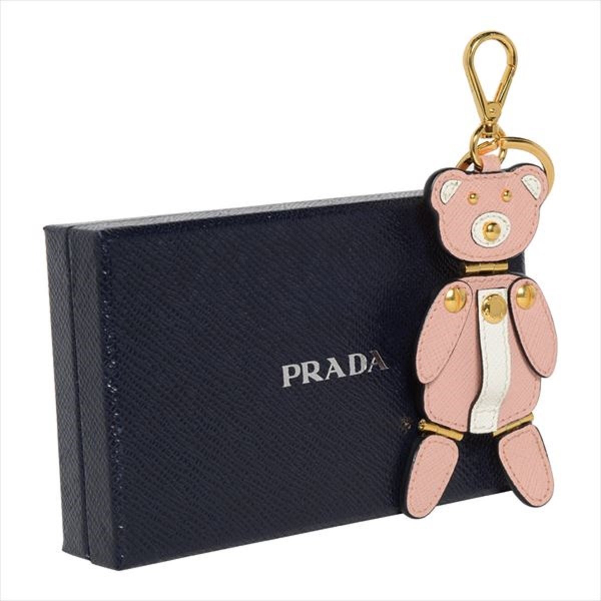 Prada Saffiano Bear Orchidea Pink Leather Keychain