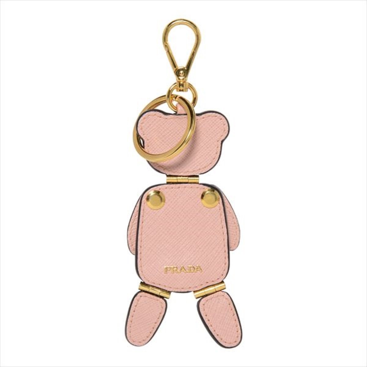 Prada Saffiano Bear Orchidea Pink Leather Keychain
