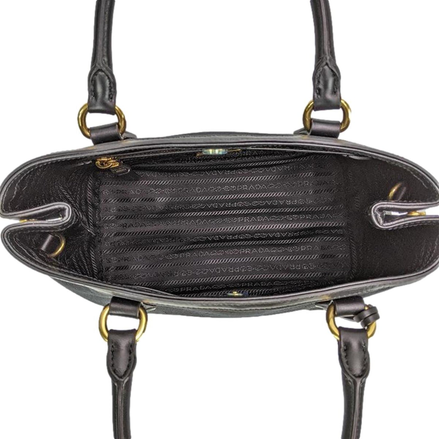 Prada Logo Jacquard Black Soft Calf Leather Trim Cross Body Bag