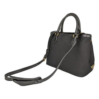 Prada Logo Jacquard Black Soft Calf Leather Trim Cross Body Bag