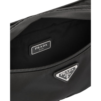 Prada Marsupio Black Nylon Saffiano Trim Triangle Logo Belt Bag 2VL132