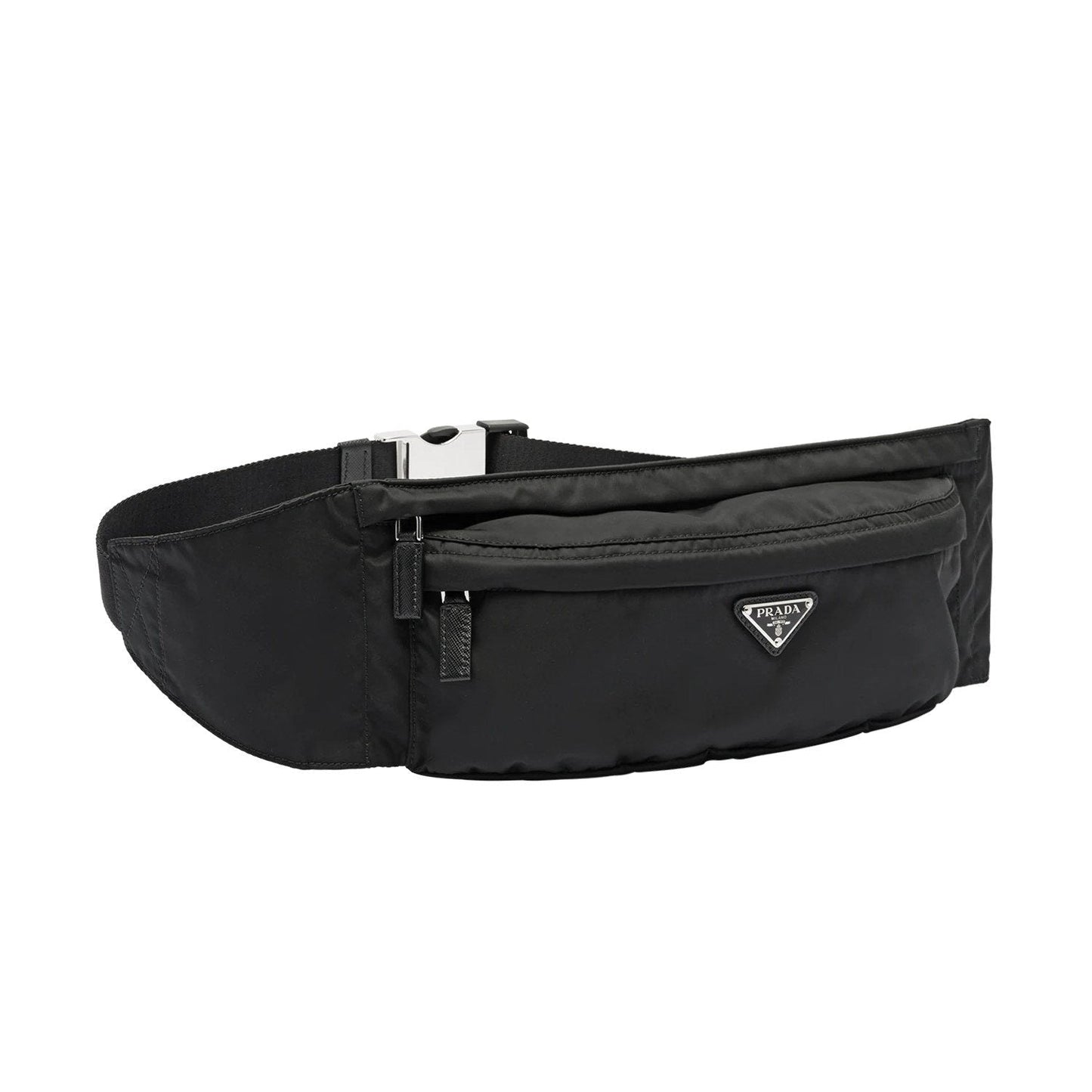 Prada Marsupio Black Nylon Saffiano Trim Triangle Logo Belt Bag 2VL132