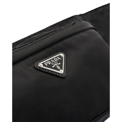 Prada Marsupio Black Nylon Saffiano Trim Triangle Logo Belt Bag 2VL132