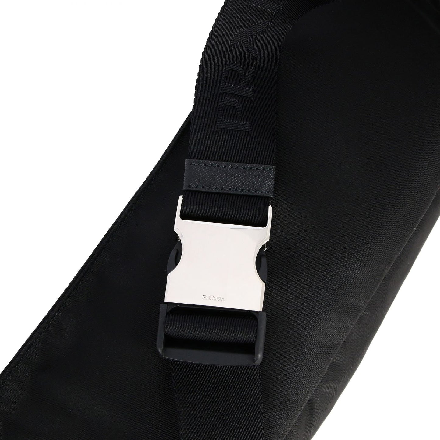 Prada Marsupio Black Nylon Saffiano Trim Triangle Logo Belt Bag 2VL132