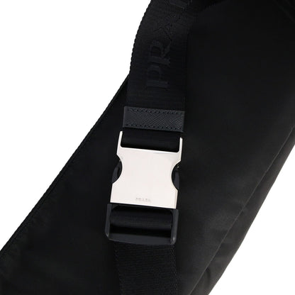 Prada Marsupio Black Nylon Saffiano Trim Triangle Logo Belt Bag 2VL132