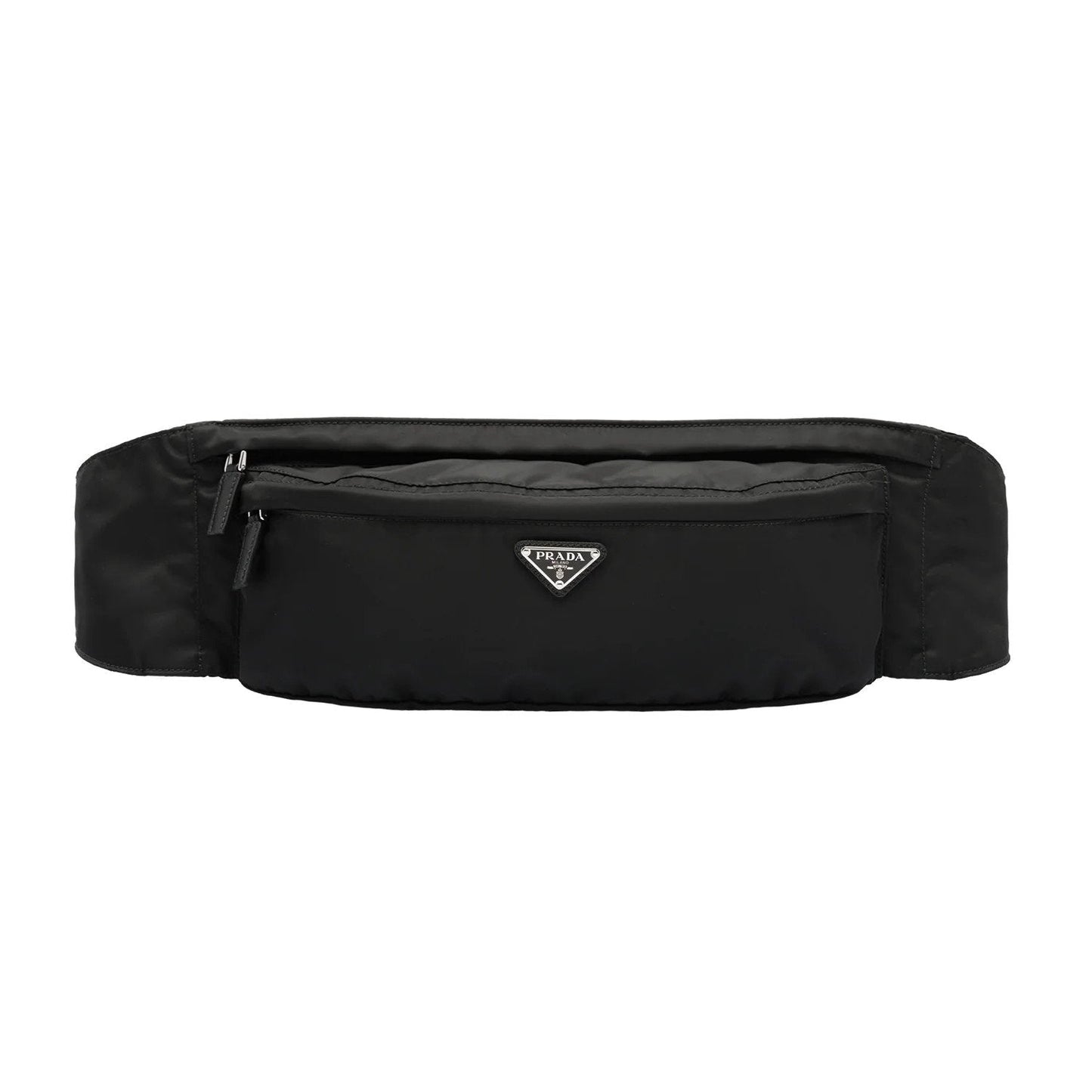 Prada Marsupio Black Nylon Saffiano Trim Triangle Logo Belt Bag 2VL132