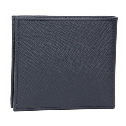 Prada Men's Baltico Blue Saffiano Leather Logo Billfold Bifold Wallet
