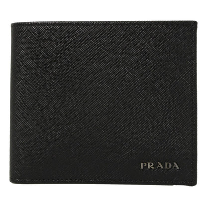 Prada Men's Nero Black Saffiano Leather Logo Billfold Bifold Wallet