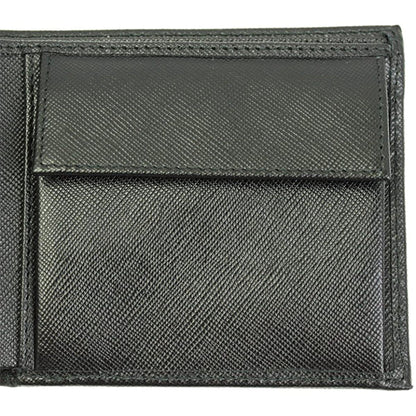 Prada Men's Black Saffiano Leather Logo Billfold Bifold Wallet