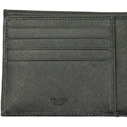 Prada Men's Black Saffiano Leather Logo Billfold Bifold Wallet
