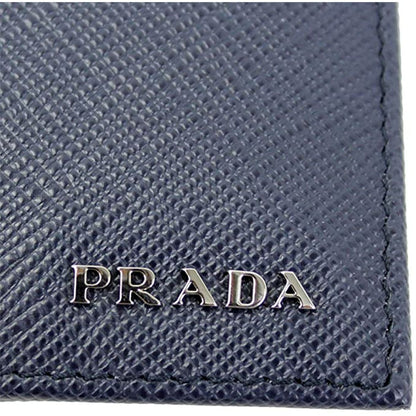Prada Men's Blue Black Saffiano Cuir Leather Billfold Wallet 2MO513