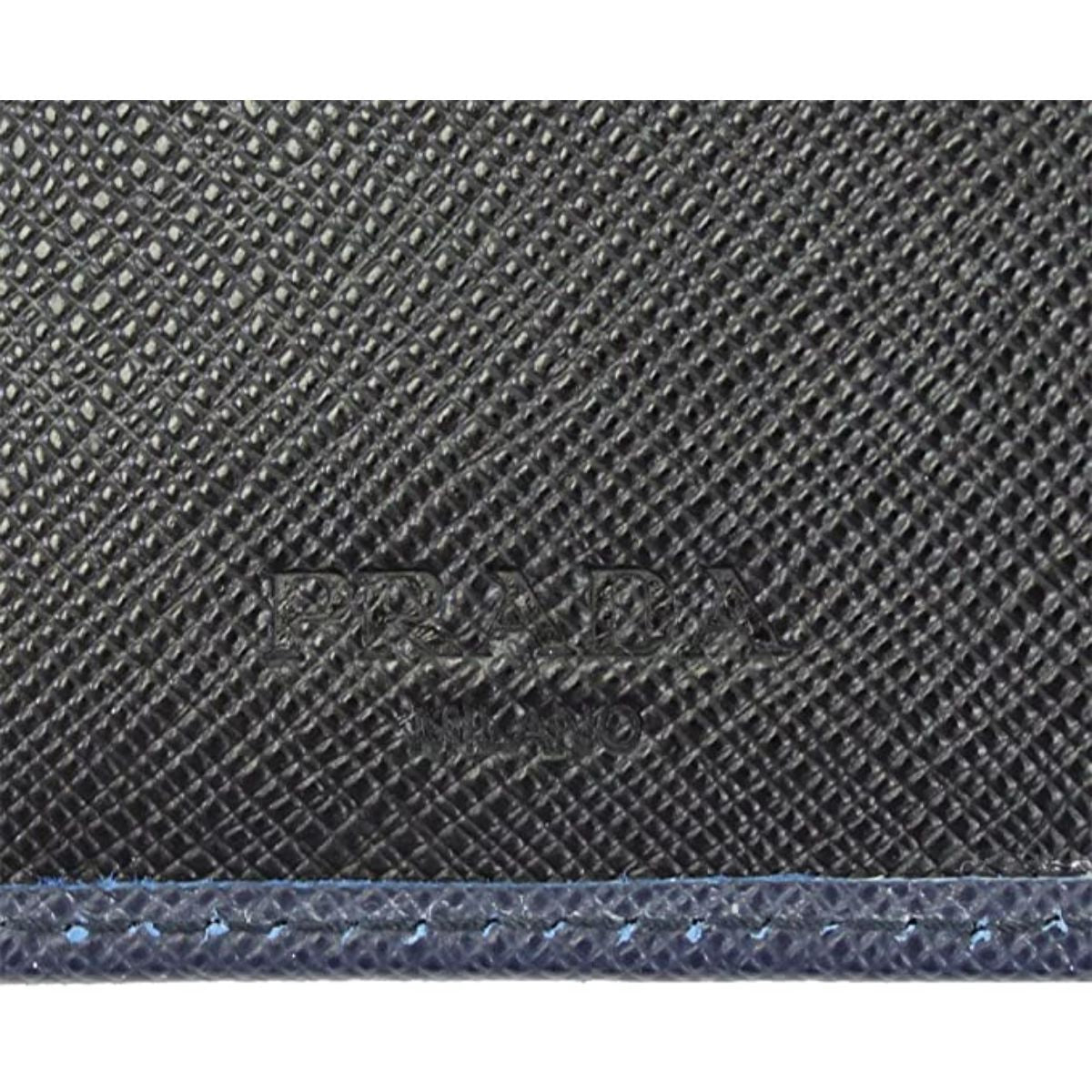 Prada Men's Blue Black Saffiano Cuir Leather Billfold Wallet 2MO513