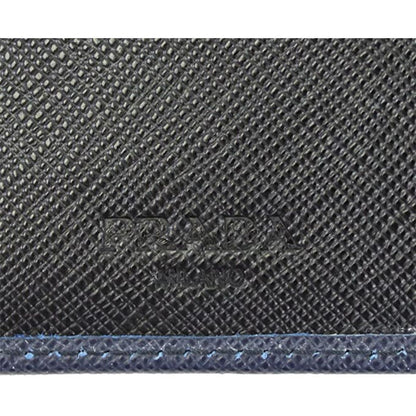 Prada Men's Blue Black Saffiano Cuir Leather Billfold Wallet 2MO513