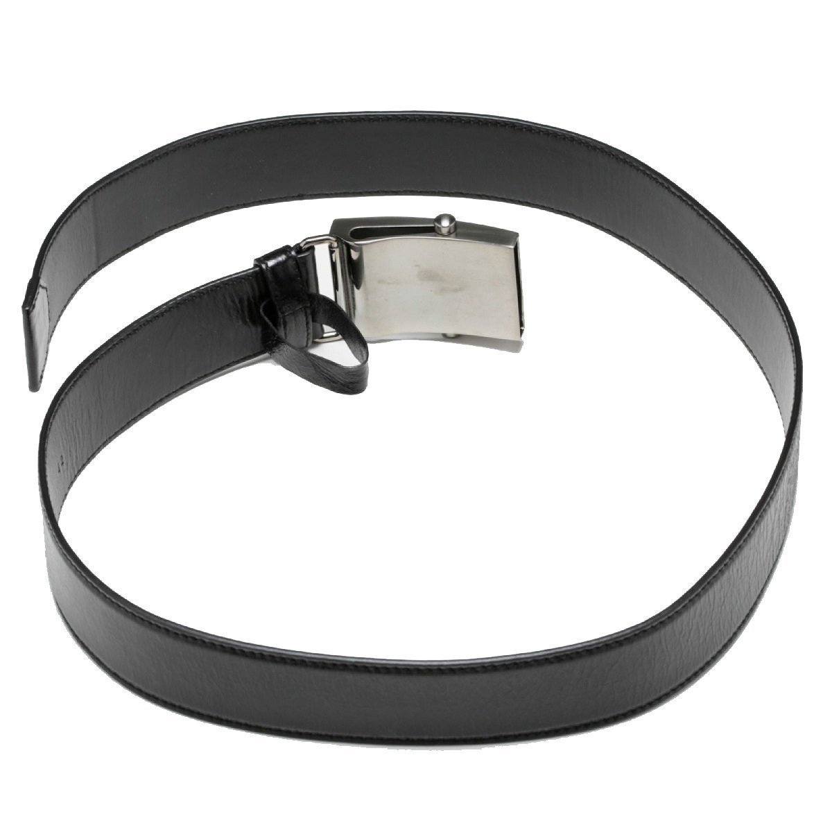 Prada Men's Logo Engraved Plaque Saffiano Leather Belt Black 40 100