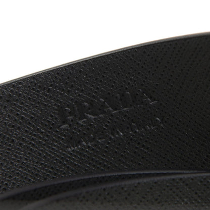 Prada Men's Logo Engraved Plaque Saffiano Leather Belt Grey Antracite 38/95