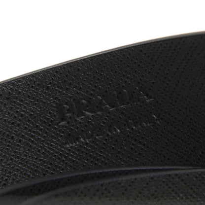 Prada Mens Logo Plaque Saffiano Leather Belt Grey 40/100 2CM009