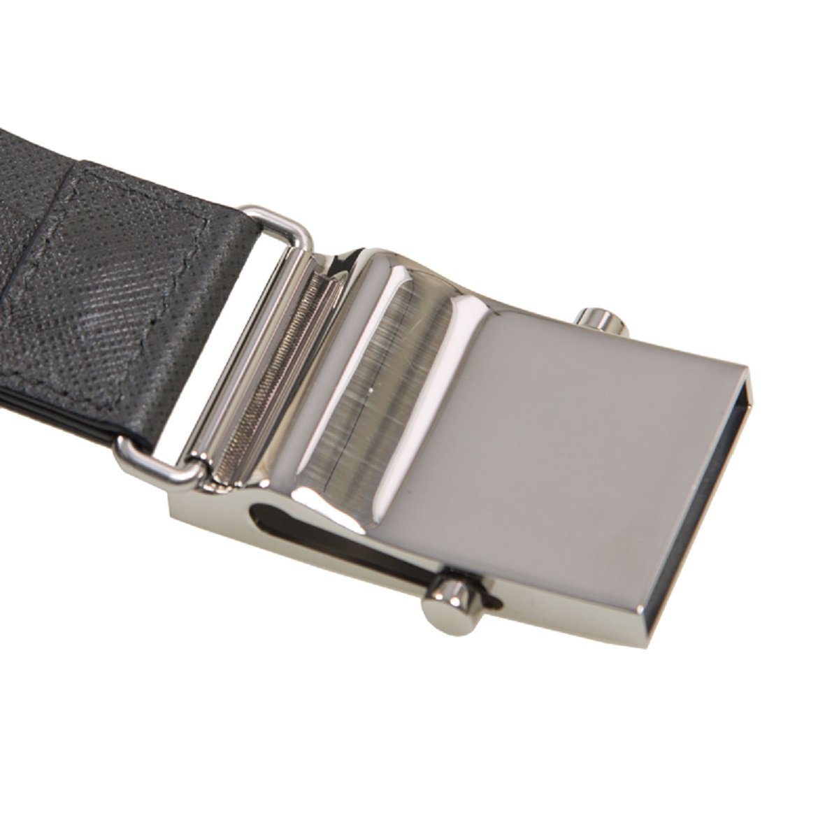 Prada Mens Logo Plaque Saffiano Leather Belt Grey 40/100 2CM009