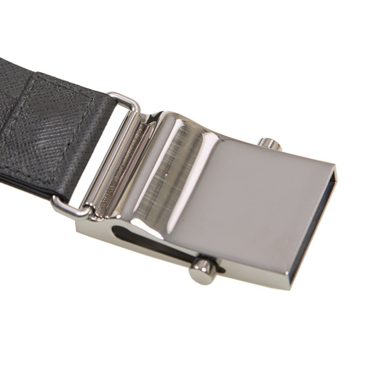 Prada Mens Logo Plaque Saffiano Leather Belt Grey 40/100 2CM009