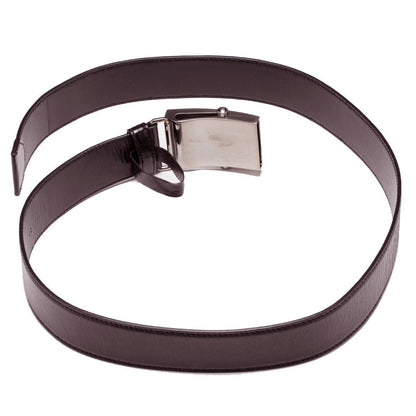 Prada Men's Saffiano 1 Brown Leather Belt Silver Plaque  2CM009 Size: 100/40