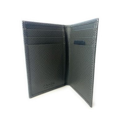 Prada Men's Saffiano Anthracite Grey Leather Vertical Card Holder 2MC101
