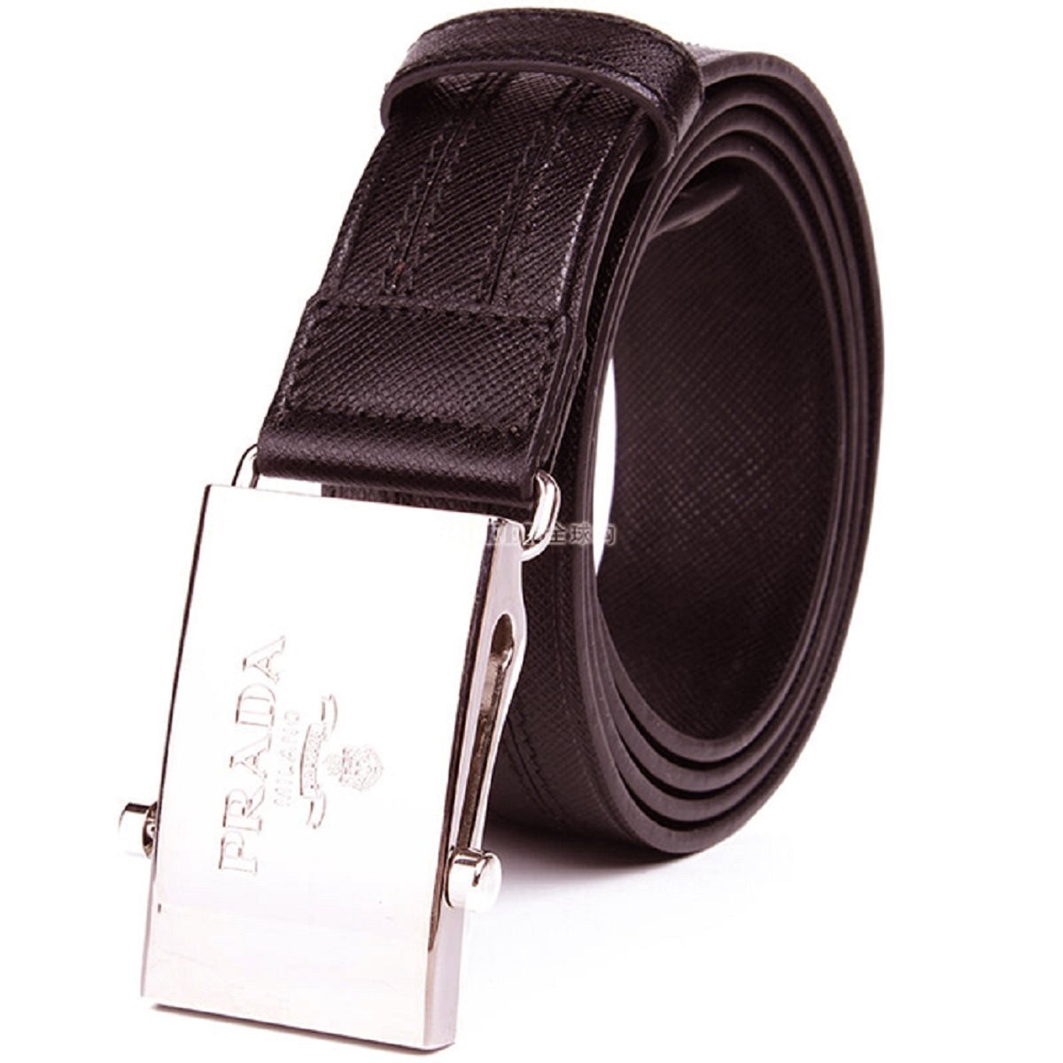 Prada Men's Saffiano Brown Leather Belt/ silver buckle Size: 95/38 2CM009
