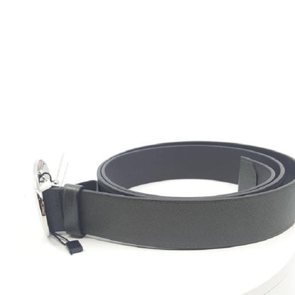 Prada Grey Saffiano Leather Engraved Oval Plaque Buckle Size: 105/42 Belt