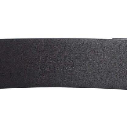 Prada Grey Saffiano Leather Engraved Oval Plaque Buckle Size: 105/42 Belt