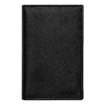 Prada Mens Saffiano Leather Vertical Card Black Holder