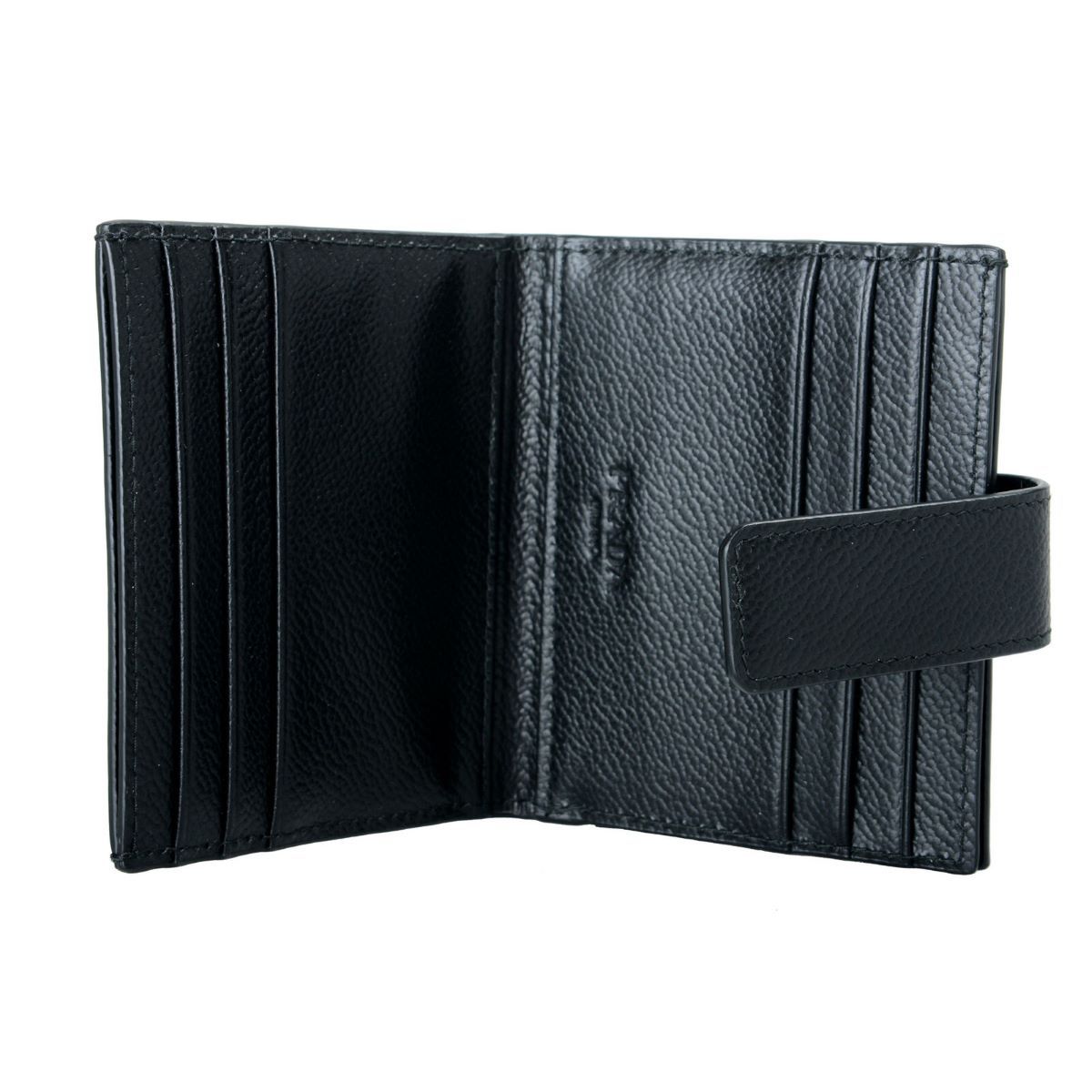 Prada Mens Black Blue Stripe Logo Vitello Micrograin Card Holder Wallet 2MC049