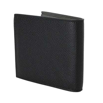 Prada Mens Black Grey Vitello Micro Grain Leather Logo Bifold 2MO912