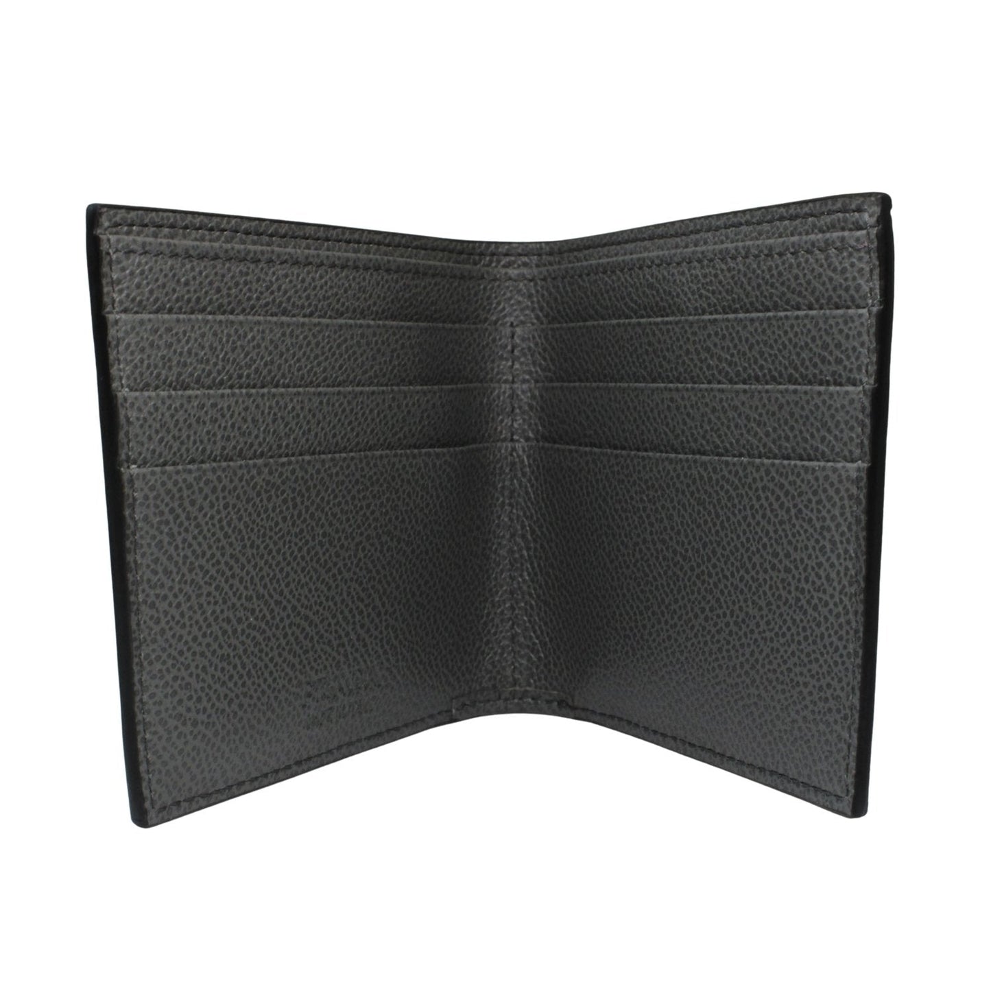 Prada Mens Black Grey Vitello Micro Grain Leather Logo Bifold 2MO912