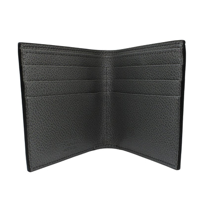 Prada Mens Black Grey Vitello Micro Grain Leather Logo Bifold 2MO912